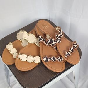Elegant Women's Sandals with Cream and Leopard Accents